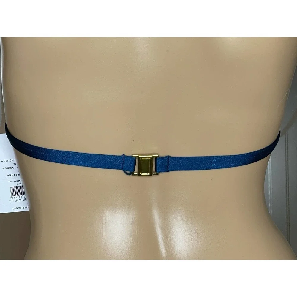 L'Agent by Agent Provocateur‎ Tania Bikini Top in Blue Halter Style XS New